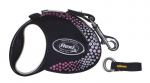 Flexi automatinis pavadėlis Glam Composition su Swarovskio kristalais S, juodas, 3 m