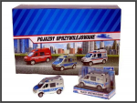 Policijos "mini Van" automobilis 8 cm, metalinis, su atgaline eiga