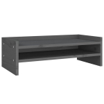 Monitoriaus stovas vidaXL, Pu&scaron;ies medienos masyvas, 50x24x16cm, pilka