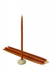 Natūralios oranžinės žvakės i&scaron; bičių va&scaron;ko, 25 cm, 10 vnt.