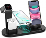 Telefono, i&scaron;maniojo laikrodžio ir ausinių stotelės belaidis įkroviklis 15W iOS ir Android Livman BXD-07A