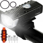 Dviračio priekinis žibintas ir galinis žibintas USB LED