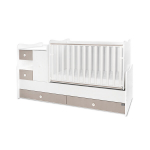 Transformuojama vaiki&scaron;ka lovytė Lorelli MiniMAX New, 60x120/72x190 cm, baltos/smėlio spalvos