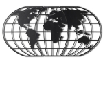 Wallity metalinė sienų dekoracija World map globe, 60 cm