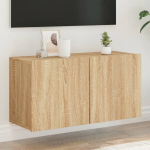 Prie sienos montuojama tv spintelė, ąžuolo spalvos, 80x30x41cm