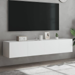 Sieninės tv spintelės su led, 2vnt., baltos, 80x35x31cm