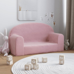 Vaiki&scaron;ka dvivietė sofa, rožinės spalvos, mink&scaron;tas pliu&scaron;as