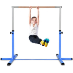 Costway gimnastikos gimnastikos juosta, reguliuojamo auk&scaron;čio gimnastikos strypai, elastinga horizontali juosta, rožinė/mėlyna-mėlyna