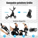 Costway golfo vežimėlis 3 ratų golfo vežimėlis golfo vežimėlis, sulankstomas golfo krep&scaron;ys, pagamintas i&scaron; aliuminio pilkos spalvos