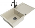 Granitinė virtuvinė plautuvė Mexen Leo su mai&scaron;ytuvu ir sifonu, Beige+Black