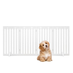 Costway laisvai stovintys mediniai naminių gyvūnėlių vartai, sulankstomi 4 dalių &scaron;unų vartai su lanksčiais vyriais, balti
