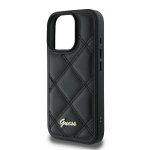 Dėklas &ndash; GUESS &ndash; iPhone 16 Pro &ndash; Dygsniuotas &ndash; Juoda &ndash; Patvari apsauga