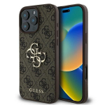 Mink&scaron;ta dėklas - GUESS - iPhone 16 Pro Max - Ekologinė oda - 4G logotipas - Ruda spalva