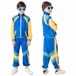 80-ųjų disko sportinis kostiumas retro spalvų vaikams mėlyna l