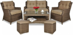 Lauko baldų komplektas TRIVENTO 2 + su pufais, Brown