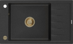 Granitinė virtuvinė plautuvė Mexen Elias su sifonu, Metallic black/silver+Gold, 795 x 480 mm