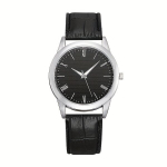 Vyri&scaron;kas laikrodis odiniu dirželiu kvarcinis. variant-102983, Roman Black Band Black Dial