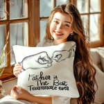 Tėvo dienos bokso iliustracija juoda ir balta odinė pagalvėlės užvalkalas.