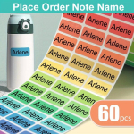 Asmeniniai vardo lipdukai: atsparūs vandeniui, gyvūnų dizainas., 60 vnt