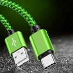 3/6/10ft 60W greitas įkrovimo USB C kabelis,  Žalias