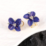 Retro stiliaus mėlyni kamelijų auskarai,  Royal Blue Camellia mados auskarai