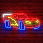 Neoninis automobilio lenktynių ženklas
