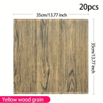Lipnus 3D sienos lipdukas su medžio ra&scaron;tu, 70x70 cm, 20 vnt Geltonos medienos grūdų
