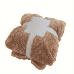 Jaukus dryžuotas pliu&scaron;inis vaikų pledas - mink&scaron;tas, &scaron;iltas poliesterinis užklotas., Tamsiai rudas