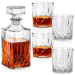 Grafinas ir stiklinės viskiui, 900 ml + 4x300 ml, 5 dalių