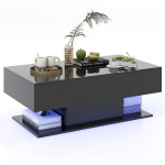Costway kavos staliukas su LED ap&scaron;vietimu 110 x 60 x 40 cm juoda