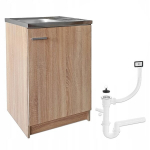 Virtuvės spintelė, stovinti, sonoma, deante kriauklė, sifonas, ąžuolas, 60x50cm