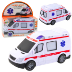 Greitosios pagalbos automobilis su &scaron;viesos ir garso efektais Lean Toys, baltas