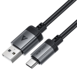 Acefast C20-04 USB-A į USB-C kabelis 3A 1.2m Greitam įkrovimui ir duomenų perdavimui Aliuminio lydinio jungtys Juoda