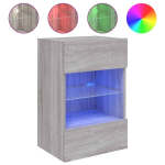 Sieninė Televizoriaus spintelė，TV spintelė，TV staliukas su LED lemputėmis, pilka, 40x30x60,5cm CFE978410