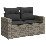 Dvivietė sodo sofa，Lauko sofa su pagalvėlėmis, pilkos spalvos, poliratanas CFE34671
