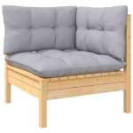 Dvivietė sodo sofa，Lauko sofa su pilkomis pagalvėlėmis, pu&scaron;ies masyvas CFE61781