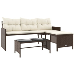 Sodo sofa，Lauko sofa su stalu/pagalvėlėmis, ruda, poliratanas, L formos CFE18567