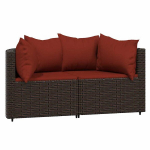 Kampinės sofos，Lauko sofa dalys su pagalvėlėmis, 2vnt., rudos, poliratanas CFE46209