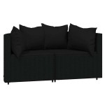 Kampinės sofos，Lauko sofa su pagalvėlėmis, 2vnt., juodos, poliratanas CFE82721