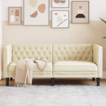 Dvivietė chesterfield sofa，Poilsio sofa, kreminės spalvos, dirbtinė oda CFE80720
