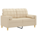 Dvivietė sofa，Poilsio sofa su pagalvėlėmis, kreminės spalvos, 120cm, audinys CFE93226