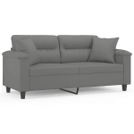 Dvivietė sofa，Poilsio sofa su pagalvėmis, pilka, 140cm, mikropluo&scaron;to audinys CFE40631