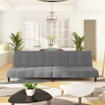 Dvivietė sofa-lova，Poilsio sofa, &scaron;viesiai pilkos spalvos, aksomas CFE13218