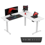 Huzaro Hero 9.5 White elektrinis kampinis stalas, auk&scaron;čio reguliavimas, 160&times;140 cm, 2 varikliai, USB-