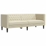 Trivietė chesterfield sofa，Poilsio sofa, kreminės spalvos, dirbtinė oda CFE41679