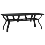 Sodo stalas，Lauko stalas, juodos spalvos, 180x80x70cm, plienas ir stiklas CFE655083