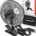 Automobilinis ventiliatorius LTC WTS3, 21 W, 20 cm, 3 greičiai, su spaustuku, 12/24 V, su osciliacija, juodas