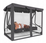 Sodo supynė su tinkleliu nuo uodų ir pagalvėlėmis, i&scaron;skleidžiama, 210x100