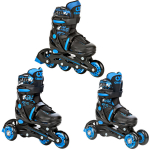 Reguliuojamo dydžio riedučiai Croxer Nollan 3in1 LED, juodi/mėlyni