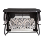 Sodo sūpynės terasa &bdquo;Venezia Black Edition&ldquo; 4 vietų su sulankstomu stogeliu ir tinkleliu nuo uodų